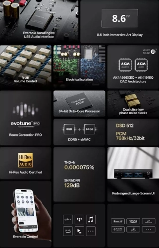 Eversolo DMP-A8 Gen 2 Odtwarzacz Sieciowy z DAC 