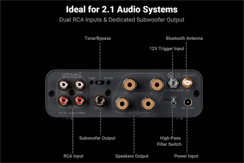 Fosi Audio BT20A MAX  - wzmacniacz stereo 2.1