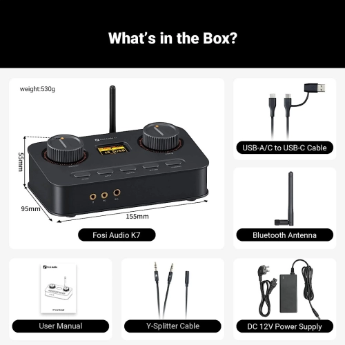 Fosi Audio K7 - wzmacniacz słuchawkowy z DAC