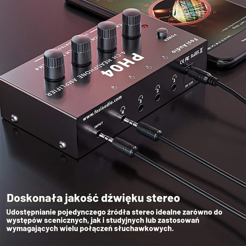 Fosi Audio PH04 - wzmacniacz słuchawkowy 4-kanałowy